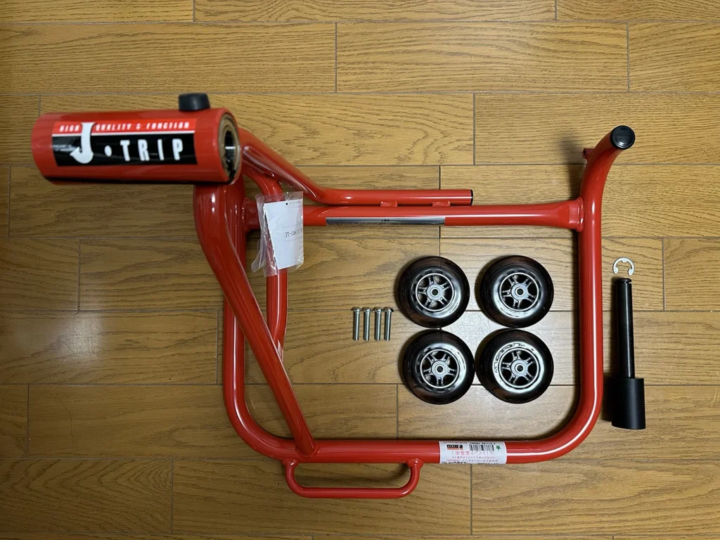 Ducati 1098後期用のリアスタンド　J-TRIP JT-136とJT-135Jのパーツ一式の新品写真。