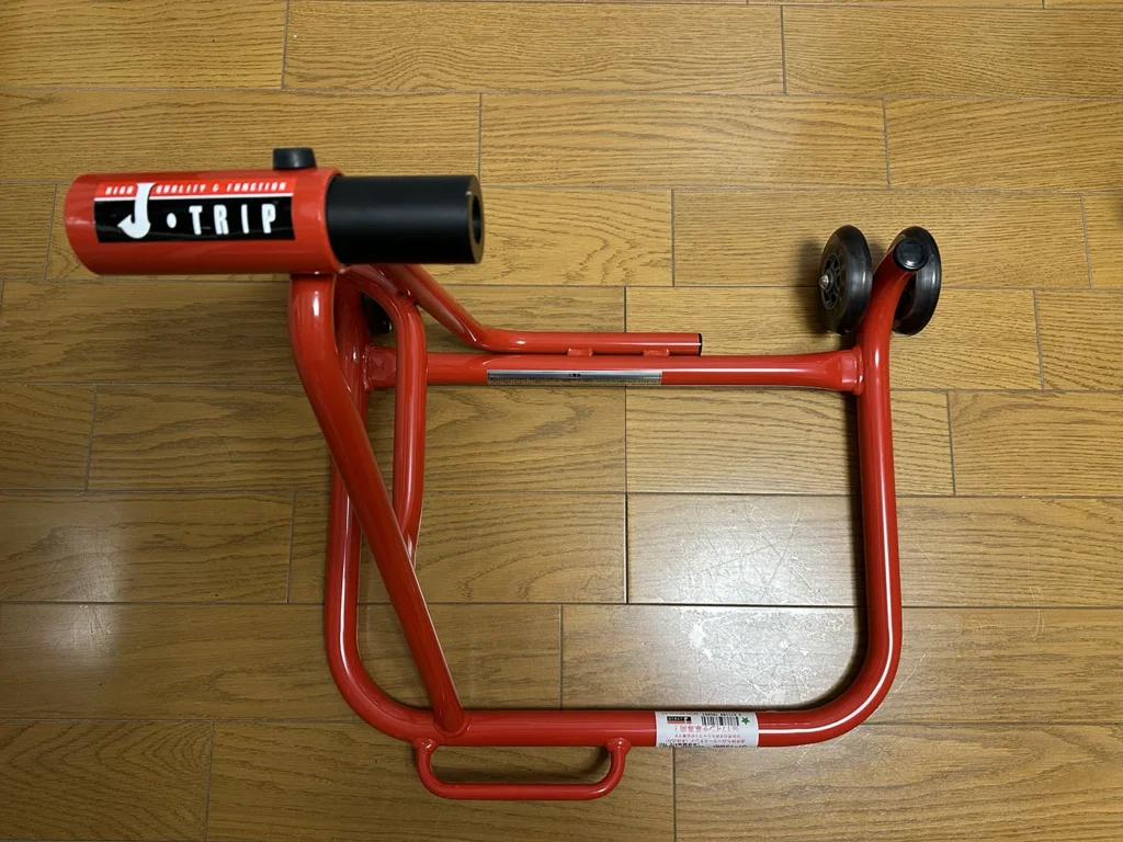 Ducati 1098後期用のリアスタンド　J-TRIP JT-136とJT-135Jを組み立て後の新品写真。