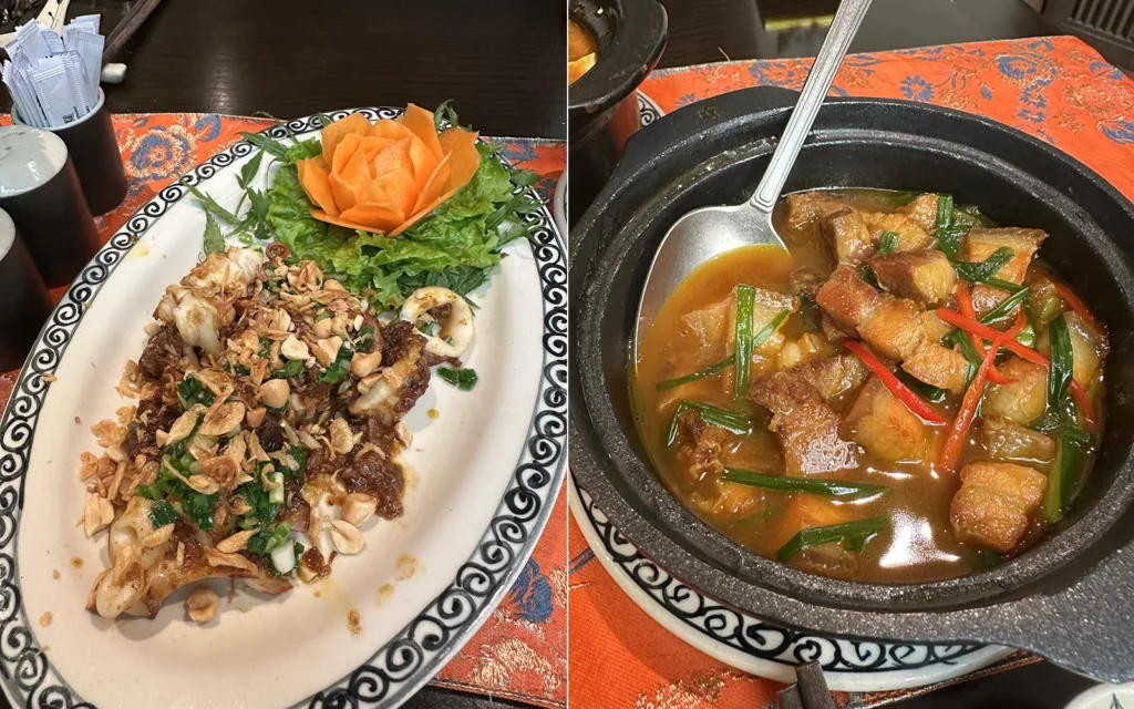 ハノイ CAY CAU ベトナム料理 デ シロイア ホテル　焼きイカと豚の土鍋煮