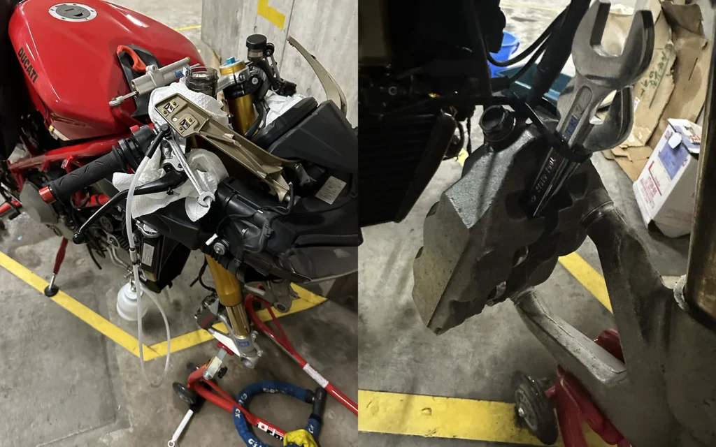 Ducati 1098S ブレーキキャリパー　エア抜き