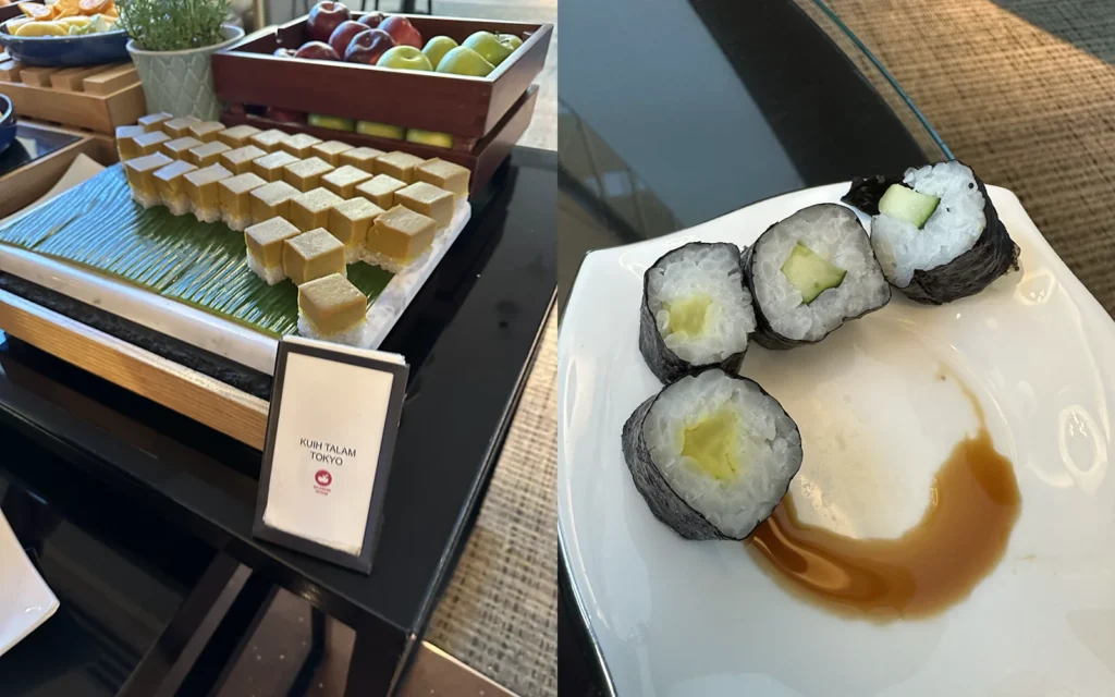 ヒルトンKLセントラル エグゼクティブラウンジ 巻物 寿司　デザート