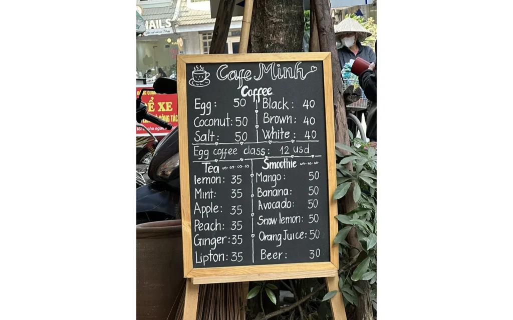 ハノイ Cafe Minh　メニュー