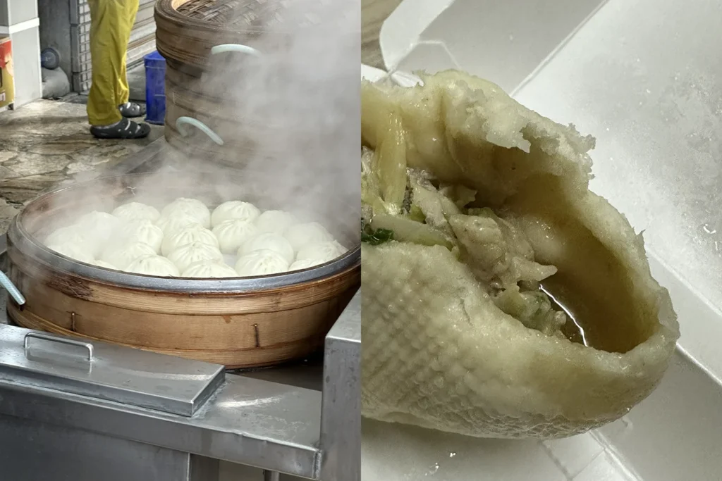 老店興隆居傳統早點美食でいただいたジューシーな肉まん